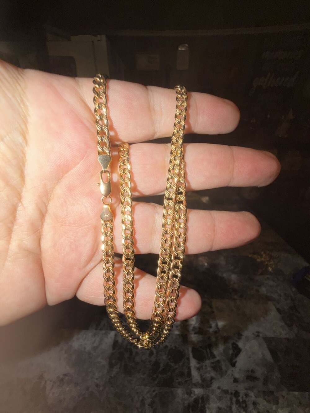 14K Yellow Gold pvd plated Diamond-Cut Cuban Link Chain 24 inch